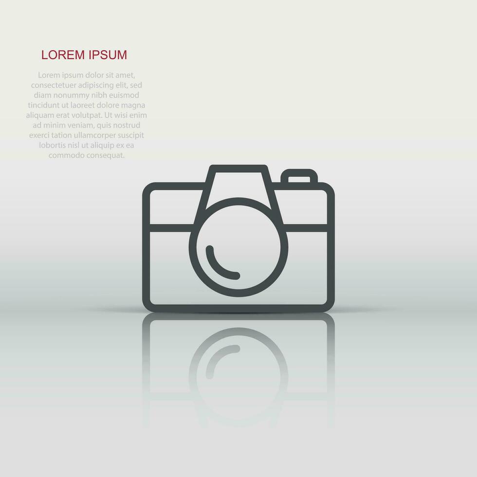 Camera device sign icon in flat style. Photography vector illustration on white isolated background. Cam equipment business concept.