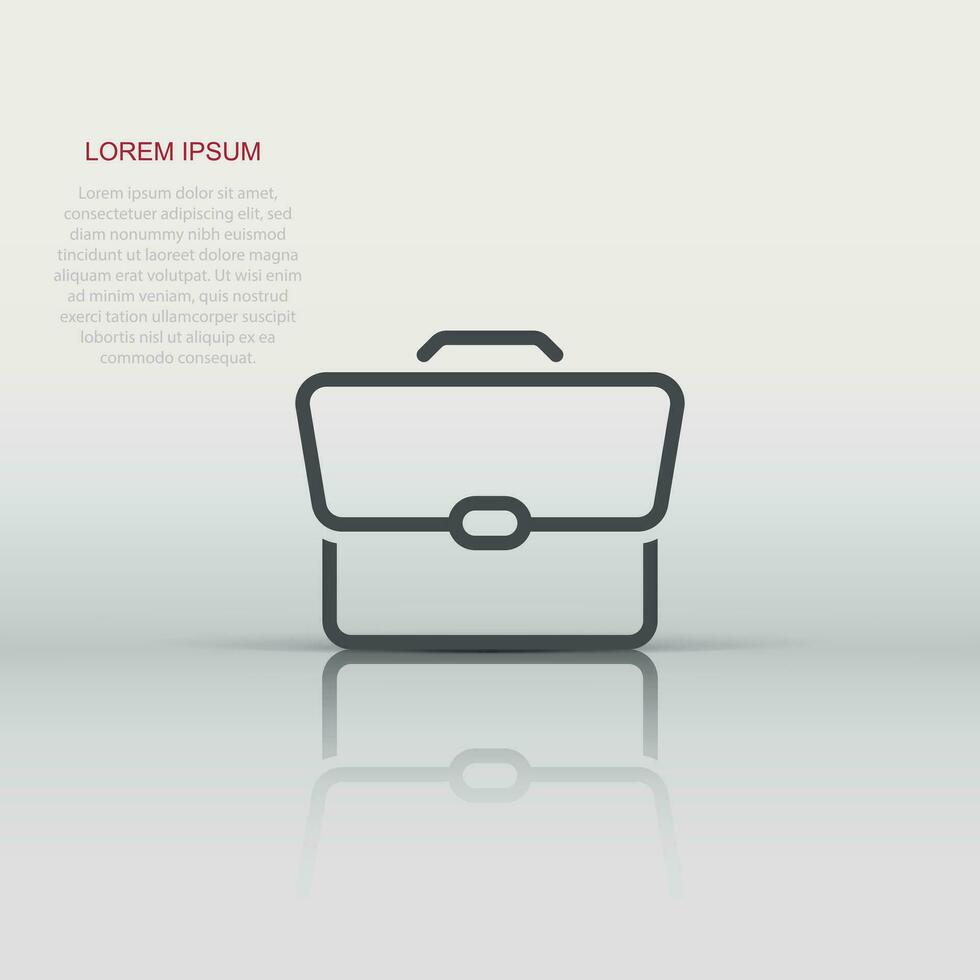 Briefcase sign icon in flat style. Suitcase vector illustration on white isolated background. Baggage business concept.