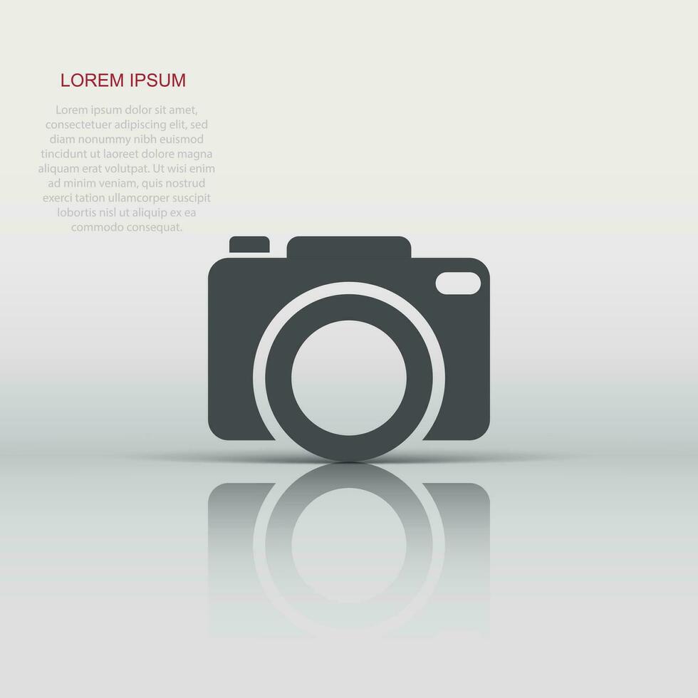 Camera device sign icon in flat style. Photography vector illustration on white isolated background. Cam equipment business concept.