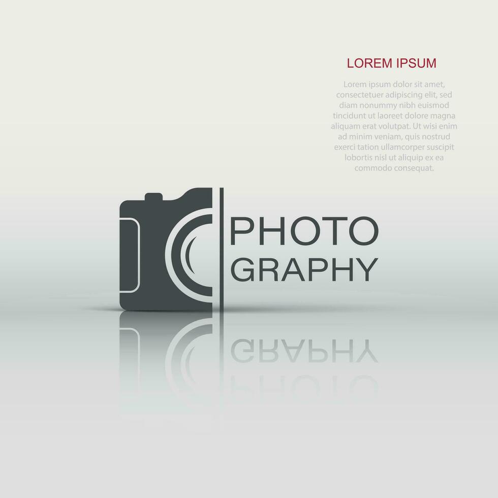 Camera device sign icon in flat style. Photography vector illustration on white isolated background. Cam equipment business concept.