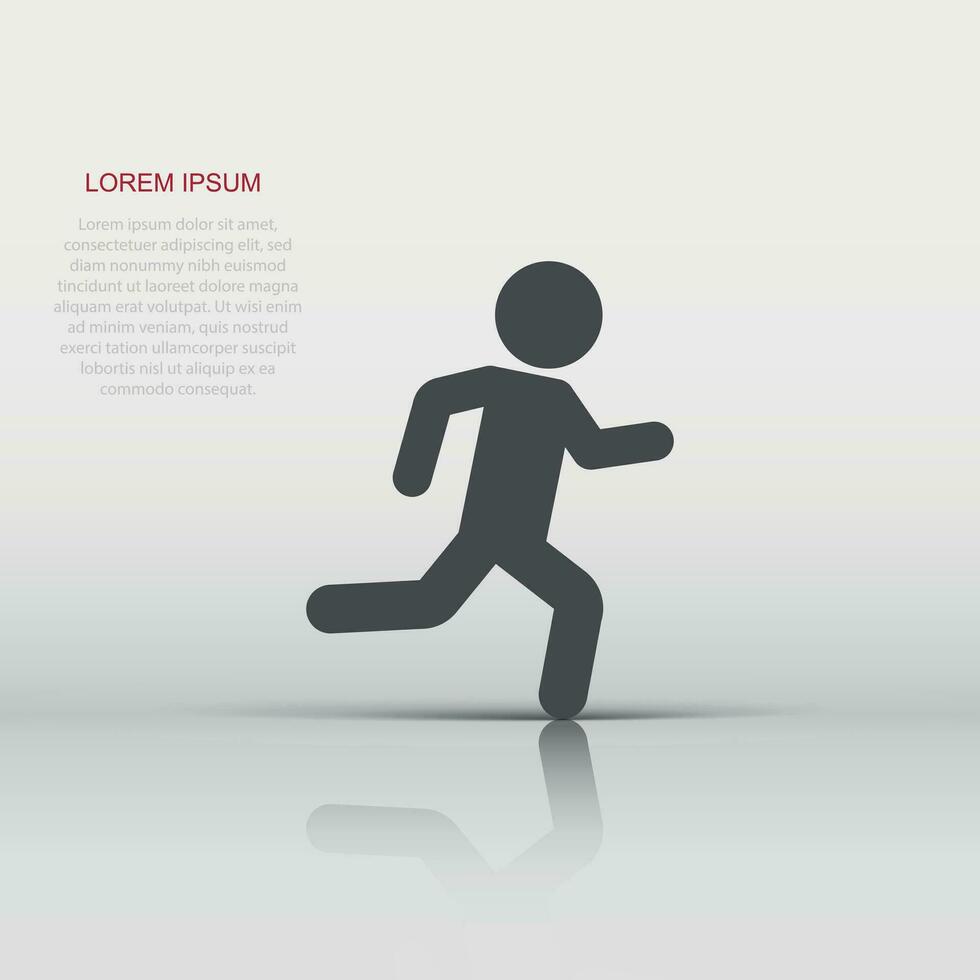 corriendo personas firmar icono en plano estilo. correr silueta vector ilustración en blanco aislado antecedentes. movimiento trotar negocio concepto.