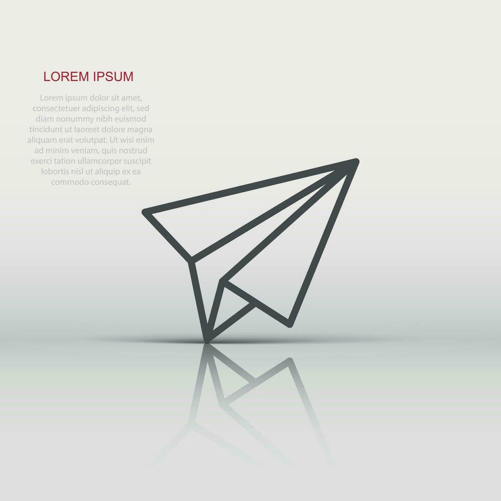 Paper airplane icon in flat style. Plane vector illustration on white isolated background. Air flight business concept.