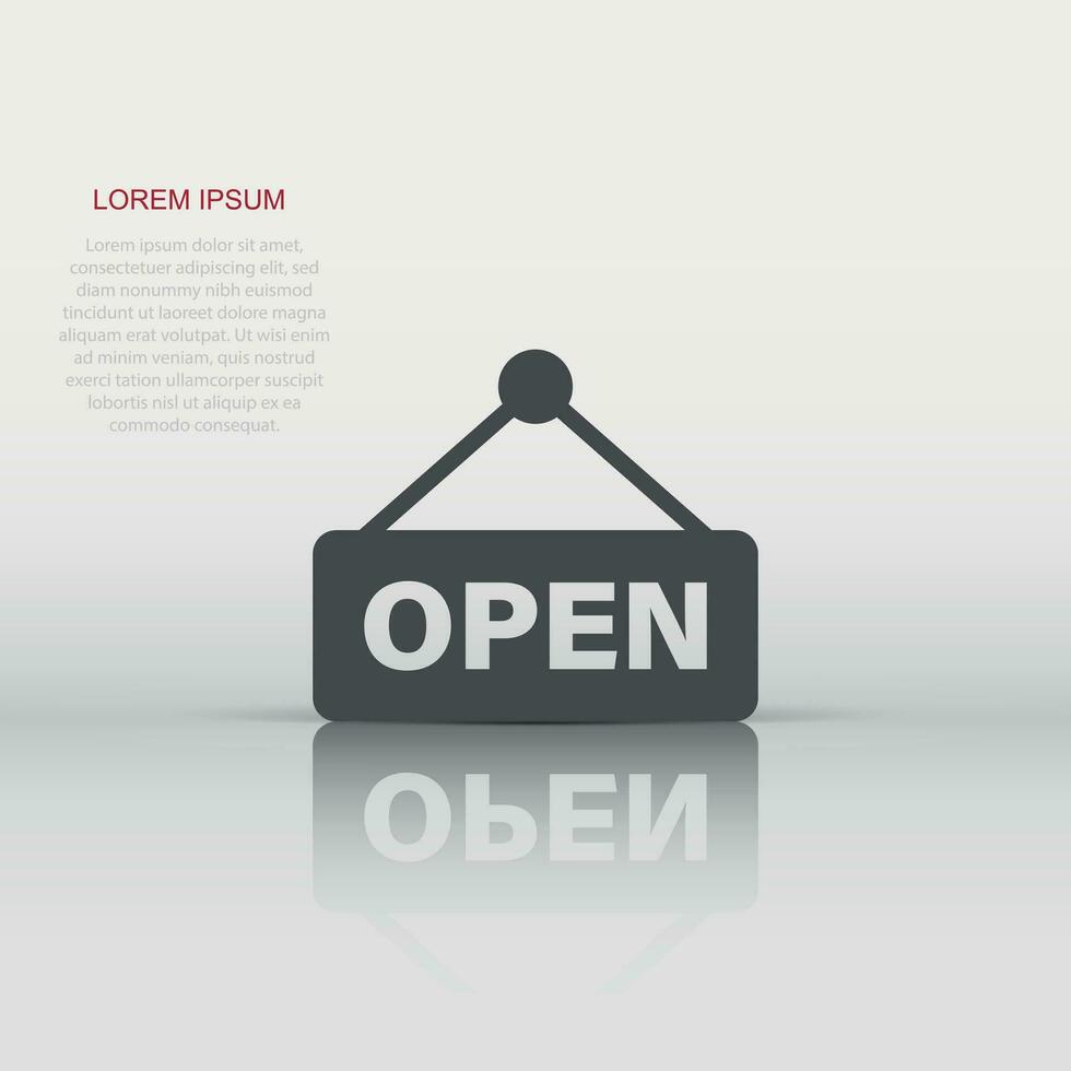 Open sign icon in flat style. Accessibility vector illustration on white isolated background. Message business concept.