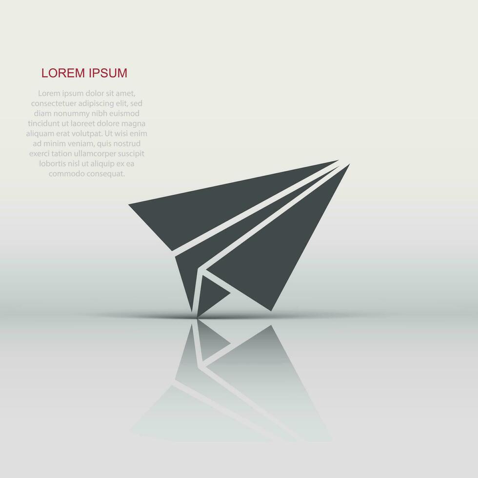 Paper airplane icon in flat style. Plane vector illustration on white isolated background. Air flight business concept.