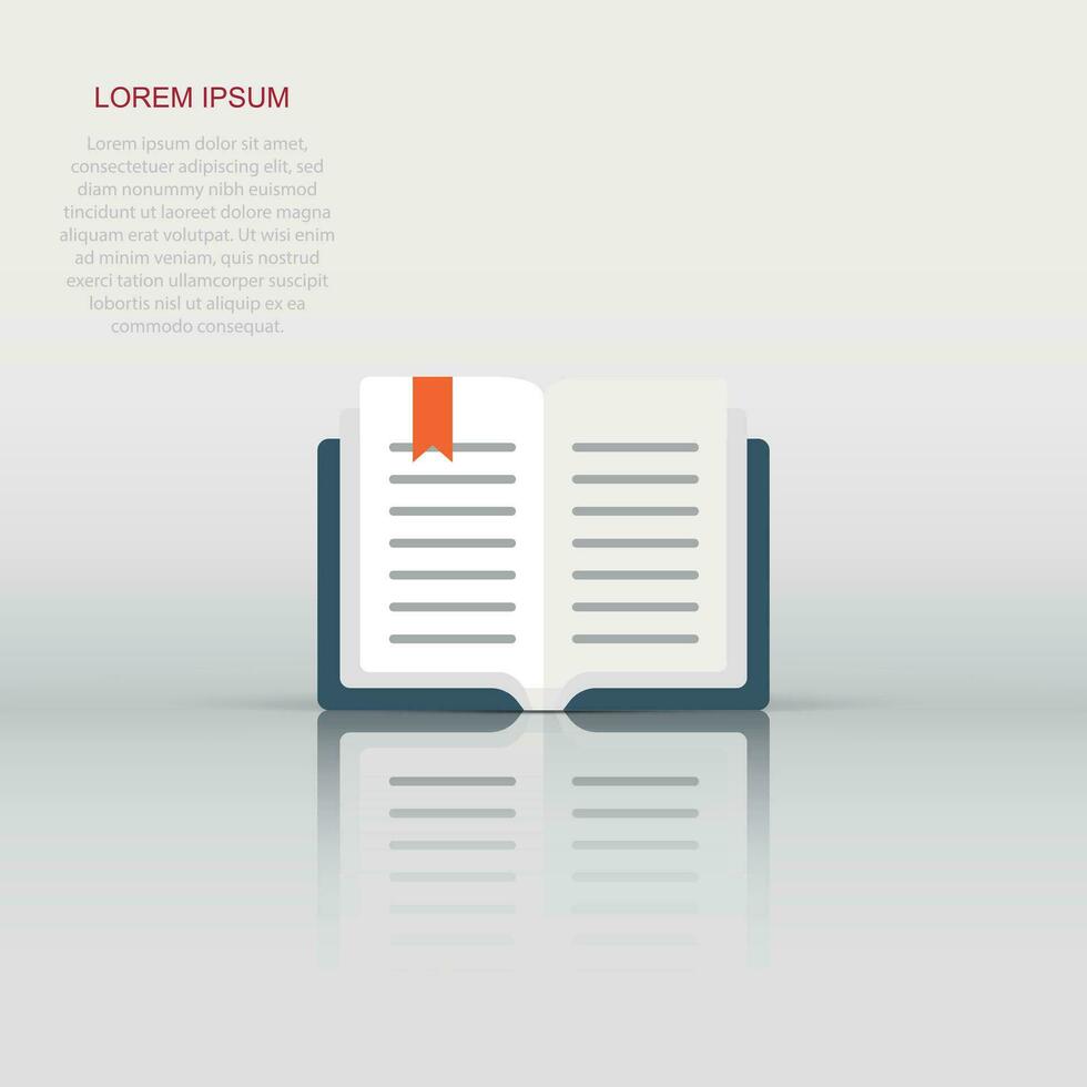 Open book icon in flat style. Literature vector illustration on isolated background. Library business concept.