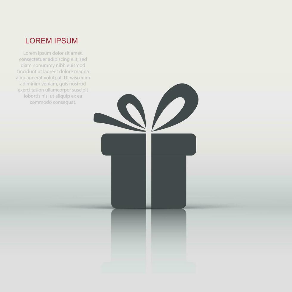 Gift box icon in flat style. Present package vector illustration on white isolated background. Surprise business concept.