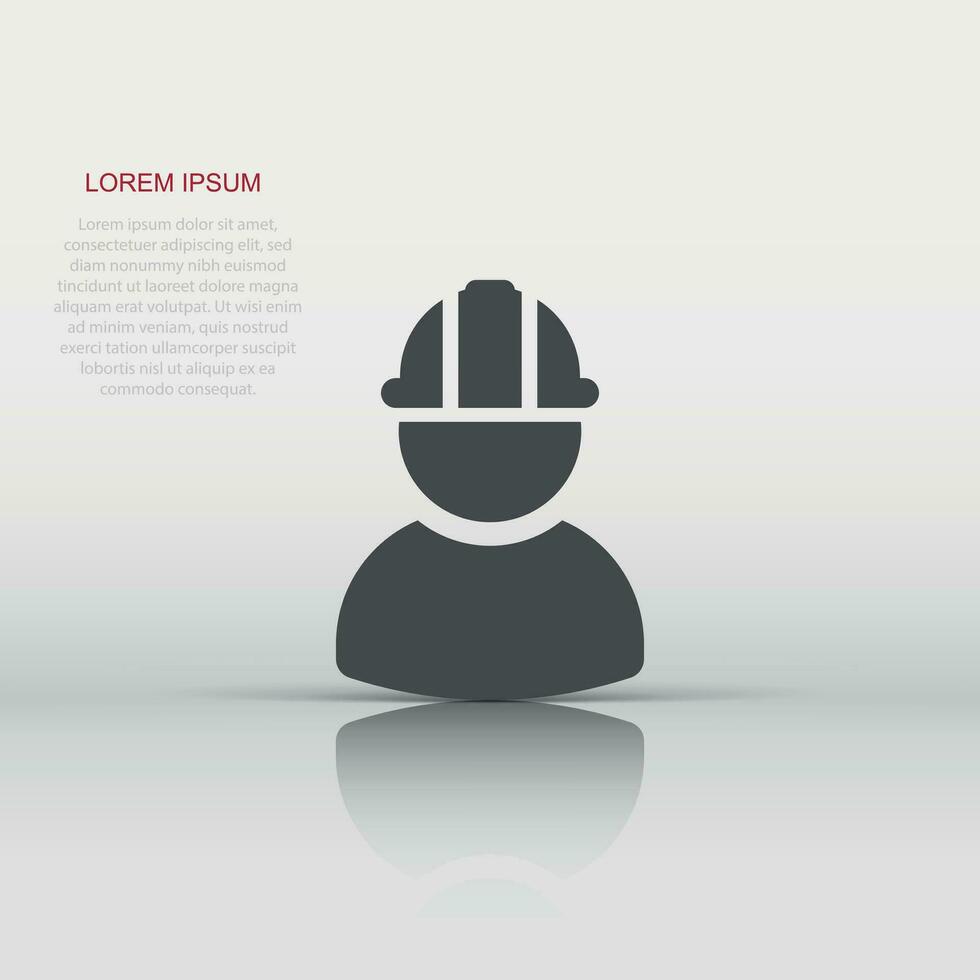 Construction worker icon in flat style. Factory employee vector illustration on white isolated background. Architect manager business concept.