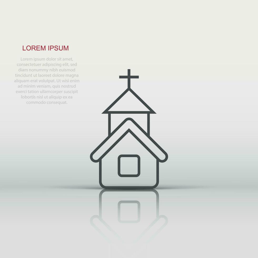 Church icon in flat style. Chapel vector illustration on white isolated background. Religious building business concept.