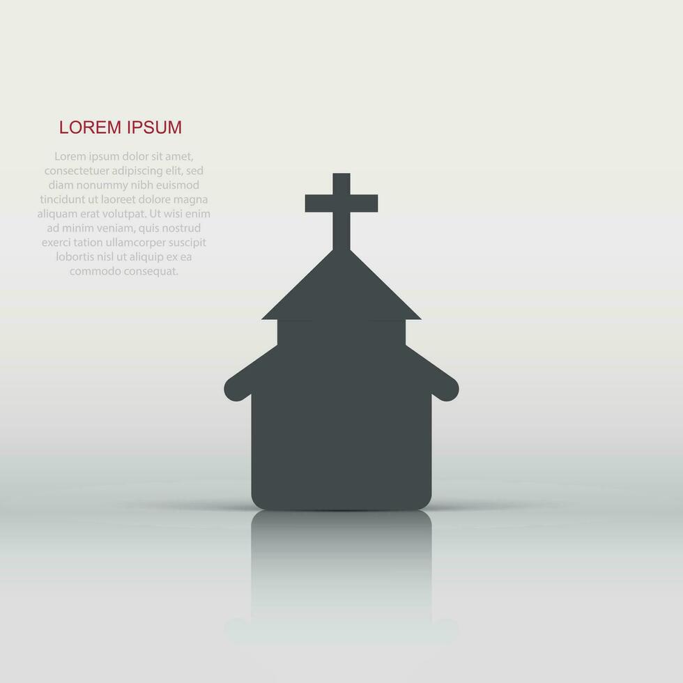 Church icon in flat style. Chapel vector illustration on white isolated background. Religious building business concept.