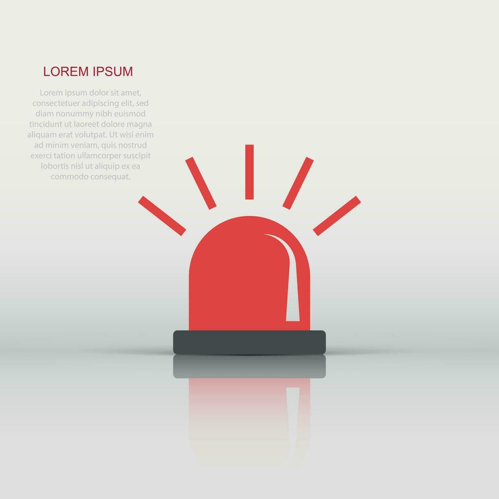 Emergency siren icon in flat style. Police alarm vector illustration on white isolated background. Medical alert business concept.