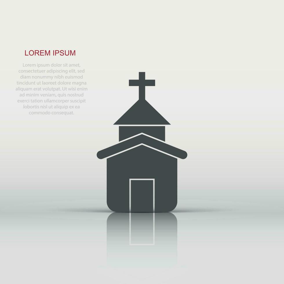 Church icon in flat style. Chapel vector illustration on white isolated background. Religious building business concept.