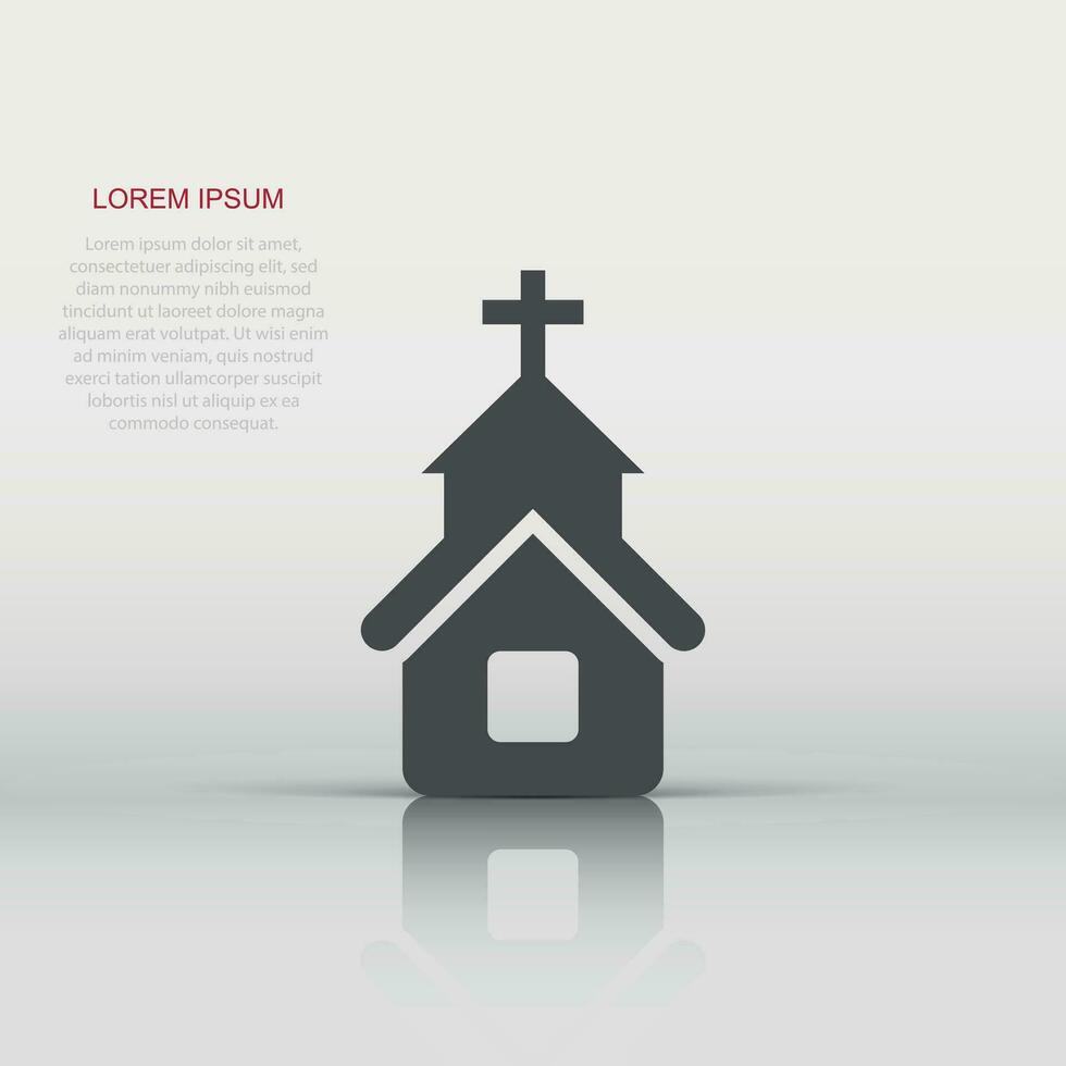 Church icon in flat style. Chapel vector illustration on white isolated background. Religious building business concept.