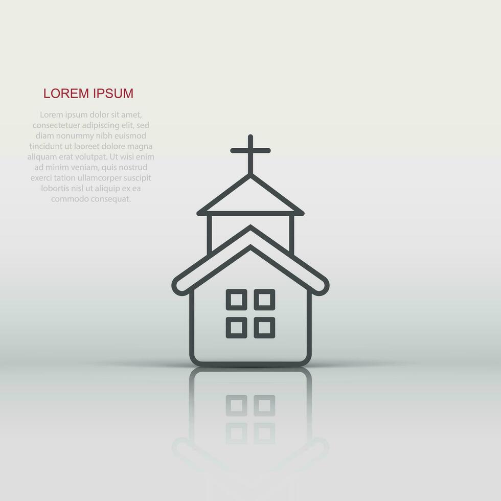 Church icon in flat style. Chapel vector illustration on white isolated background. Religious building business concept.