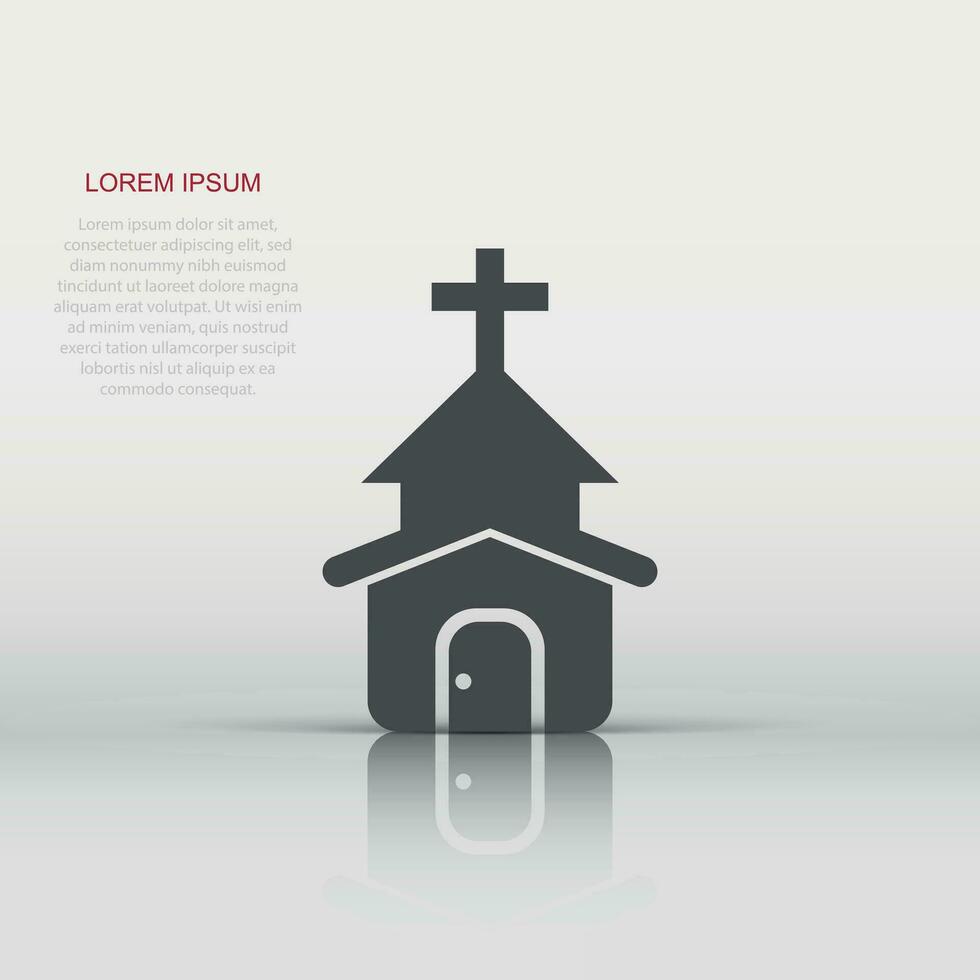 Church icon in flat style. Chapel vector illustration on white isolated background. Religious building business concept.