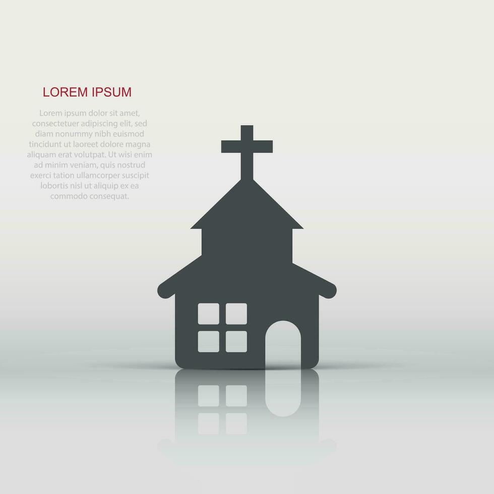 Church icon in flat style. Chapel vector illustration on white isolated background. Religious building business concept.