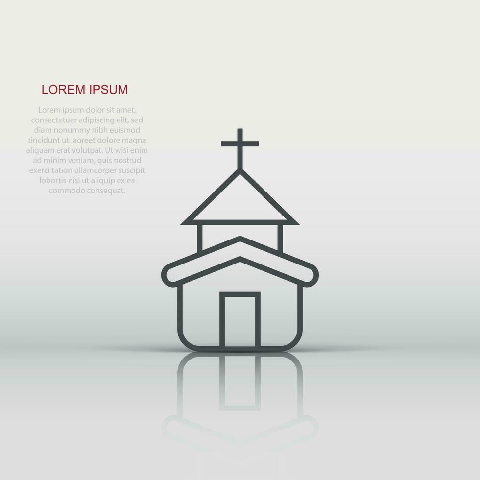 Church icon in flat style. Chapel vector illustration on white isolated background. Religious building business concept.