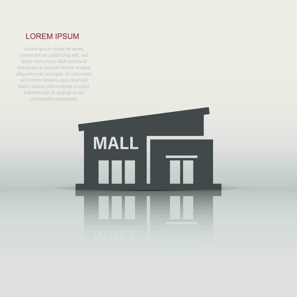 icono de centro comercial en estilo plano. almacenar ilustración vectorial sobre fondo blanco aislado. concepto de negocio de tienda. vector