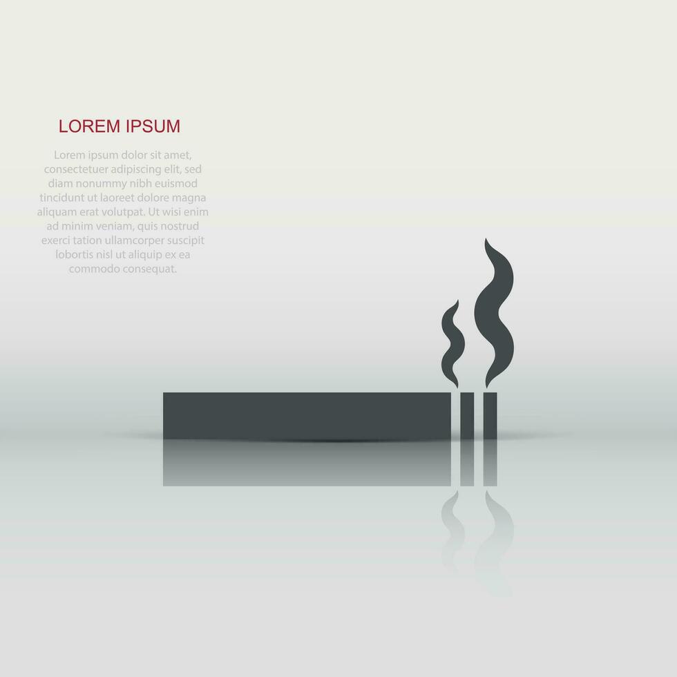 Cigarette icon in flat style. Smoke vector illustration on white isolated background. Nicotine business concept.