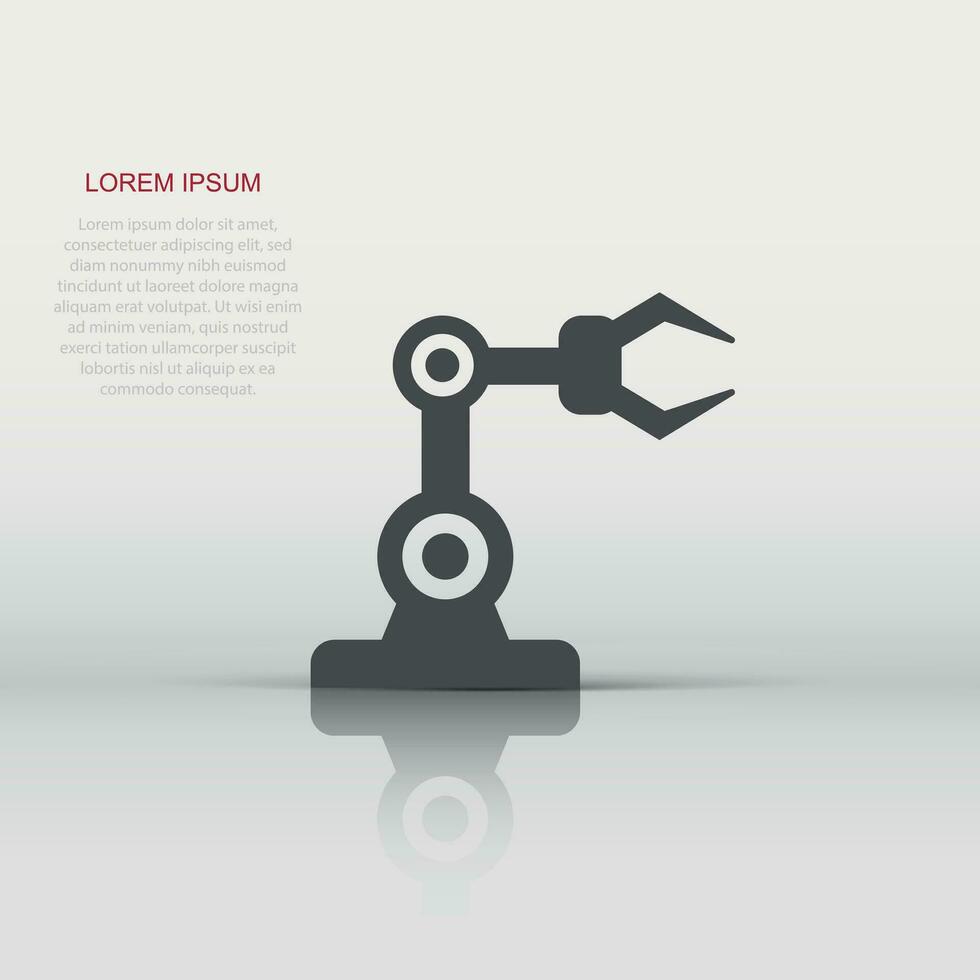 Robot arm icon in flat style. Mechanic manipulator vector illustration on white isolated background. Machine business concept.