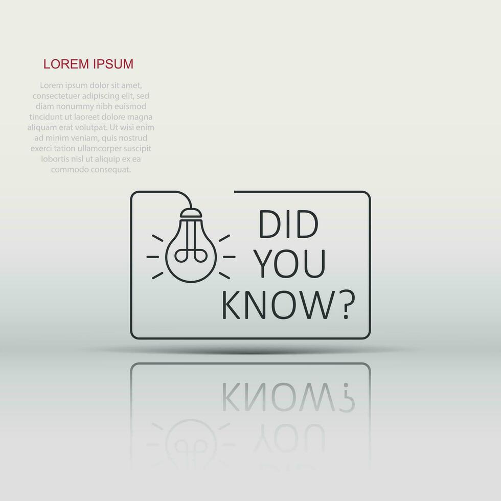 Did You Know icon in flat style. Question mark vector illustration on white isolated background. Attention banner business concept.