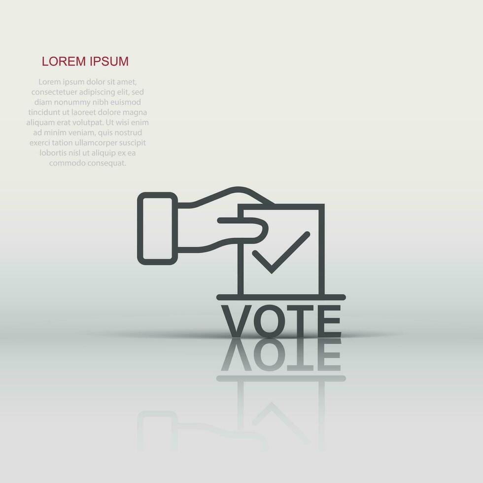 Vote icon in flat style. Ballot box vector illustration on white isolated background. Election business concept.