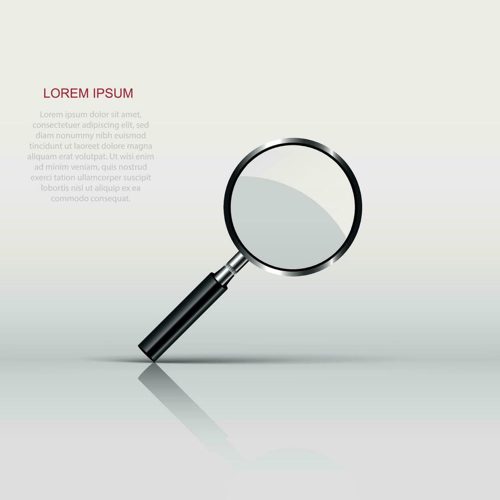 Loupe sign icon in flat style. Magnifier vector illustration on white isolated background. Search business concept.