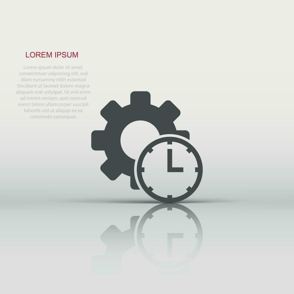 Improvement icon in flat style. Gear project vector illustration on white isolated background. Productivity business concept.