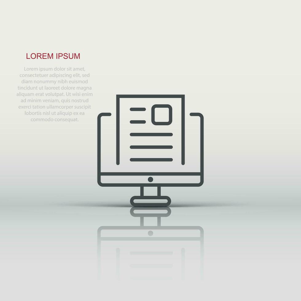 Blogging icon in flat style. Social media communication vector illustration on white isolated background. Content business concept.