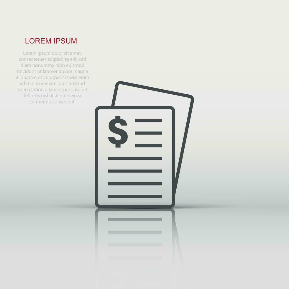 Financial statement icon in flat style. Document vector illustration on white isolated background. Report business concept.