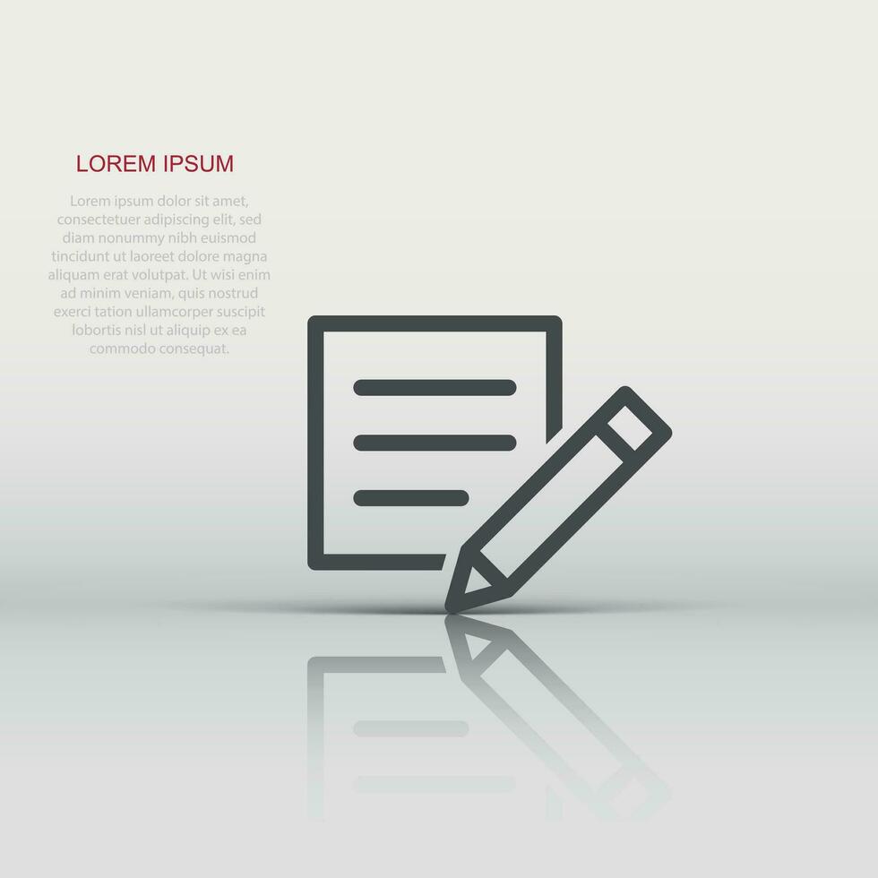 Blogging icon in flat style. Document with pen vector illustration on white isolated background. Content business concept.