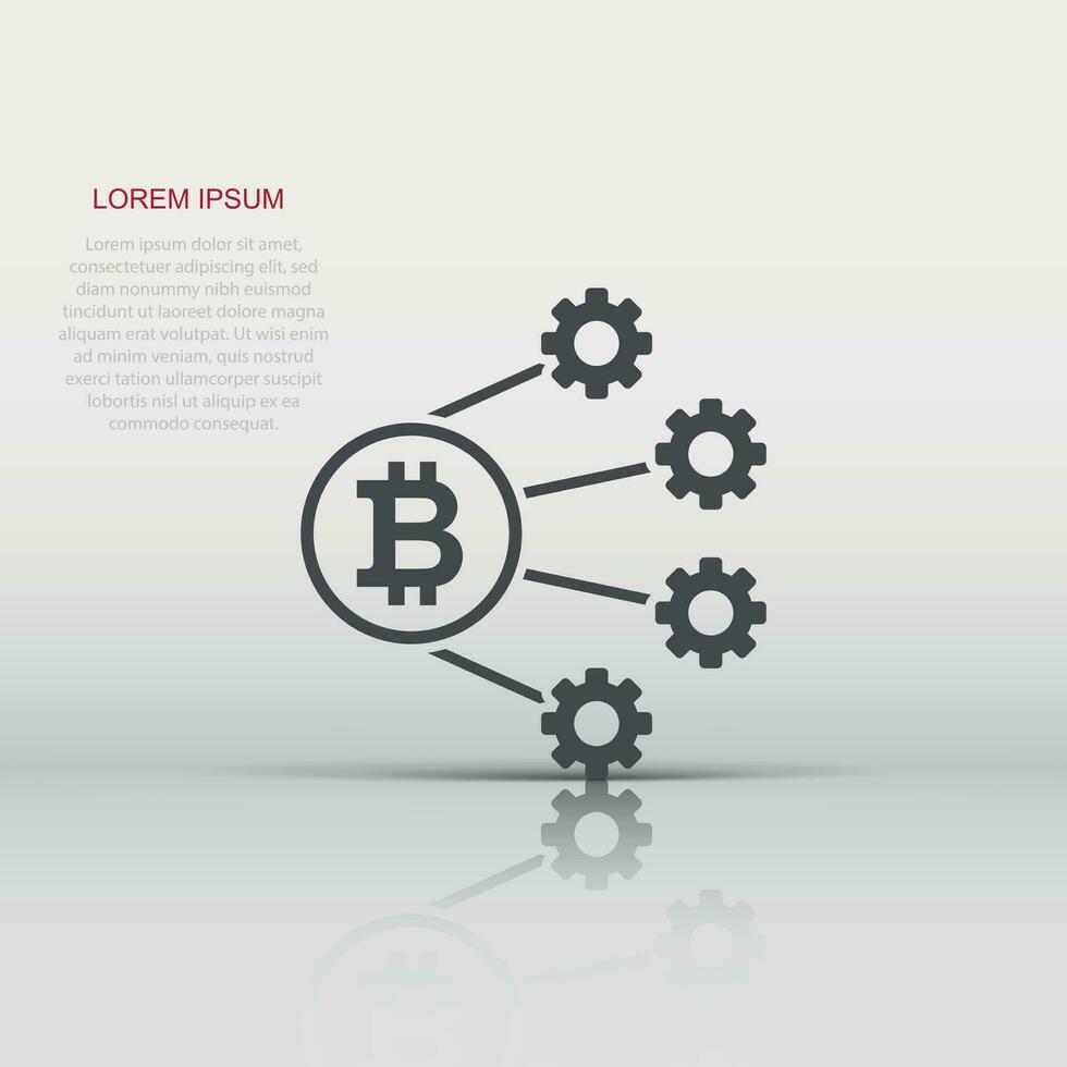 Bitcoin icon in flat style. Blockchain vector illustration on white isolated background. Cryptocurrency business concept.