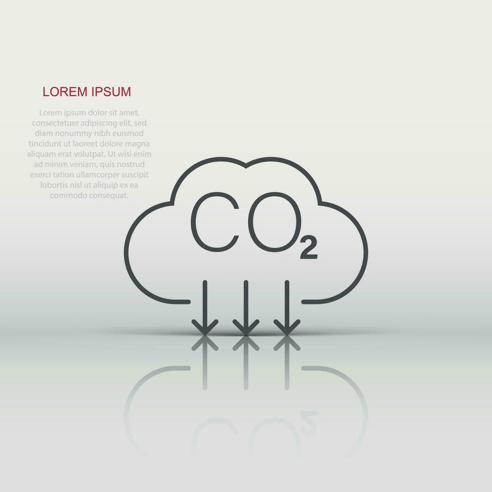 Co2 icon in flat style. Emission vector illustration on white isolated background. Gas reduction business concept.