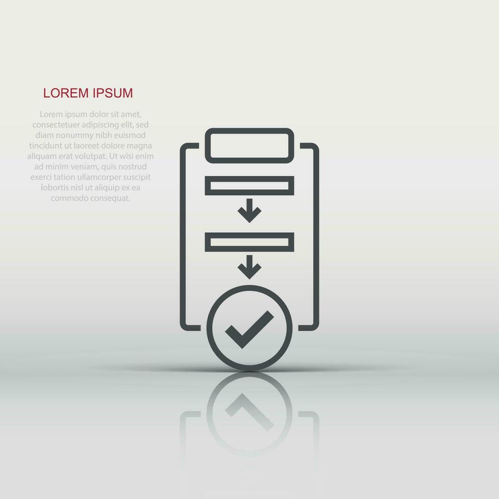 Procedure list icon in flat style. Document project vector illustration on white isolated background. Checklist business concept.