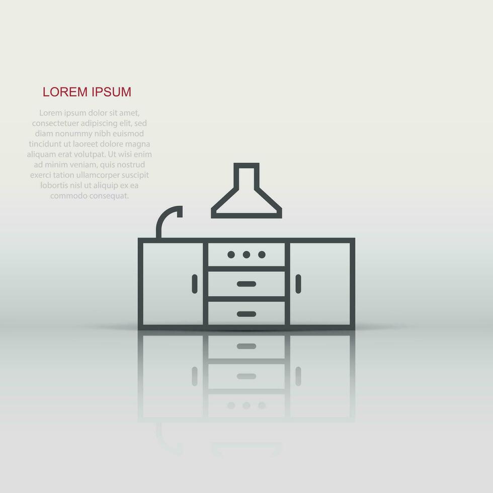 Kitchen furniture icon in flat style. Cuisine vector illustration on white isolated background. Cooking room business concept.