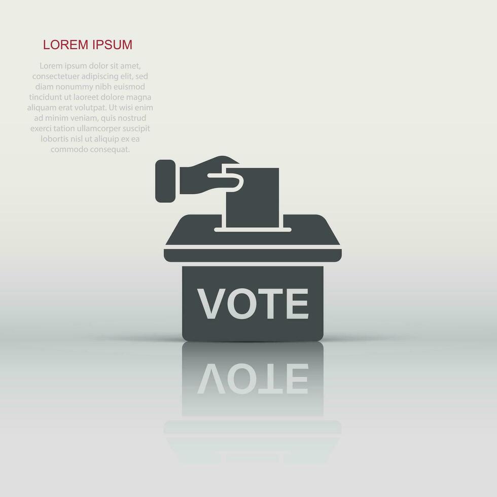 icono de voto en estilo plano. Ilustración de vector de urna sobre fondo blanco aislado. concepto de negocio electoral.