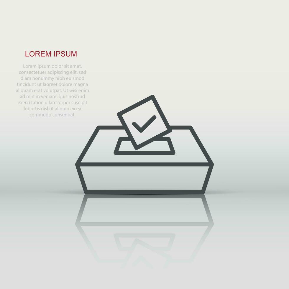 Vote icon in flat style. Ballot box vector illustration on white isolated background. Election business concept.