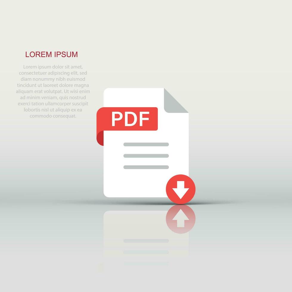 Pdf icon in flat style. Document text vector illustration on white isolated background. Archive business concept.