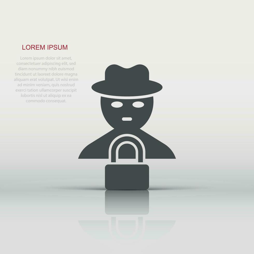 Fraud hacker icon in flat style. Spy vector illustration on isolated background. Cyber defend business concept.
