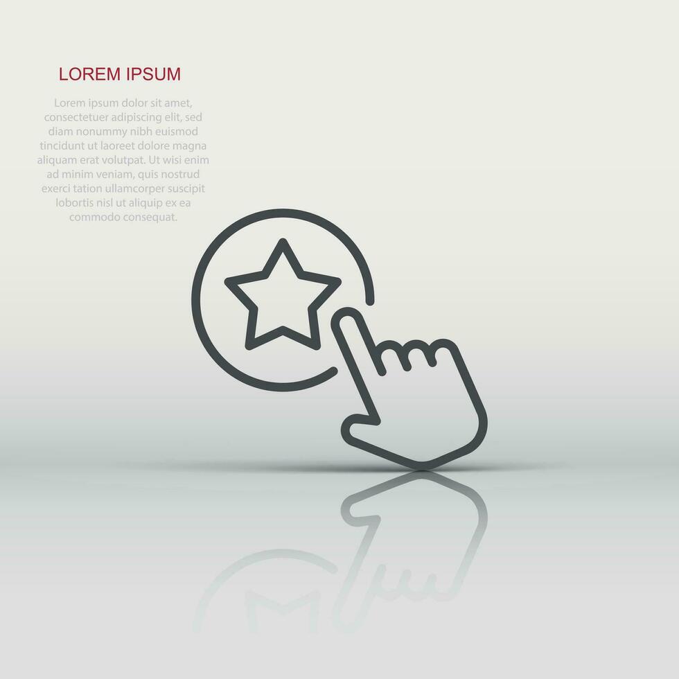 Click loyalty card icon in flat style. Hand on reward vector illustration on white isolated background. Discount business concept.