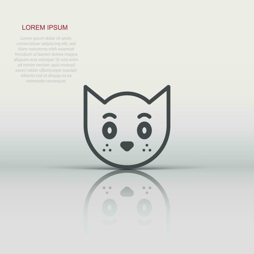 Cat head icon in flat style. Cute pet vector illustration on white isolated background. Animal business concept.