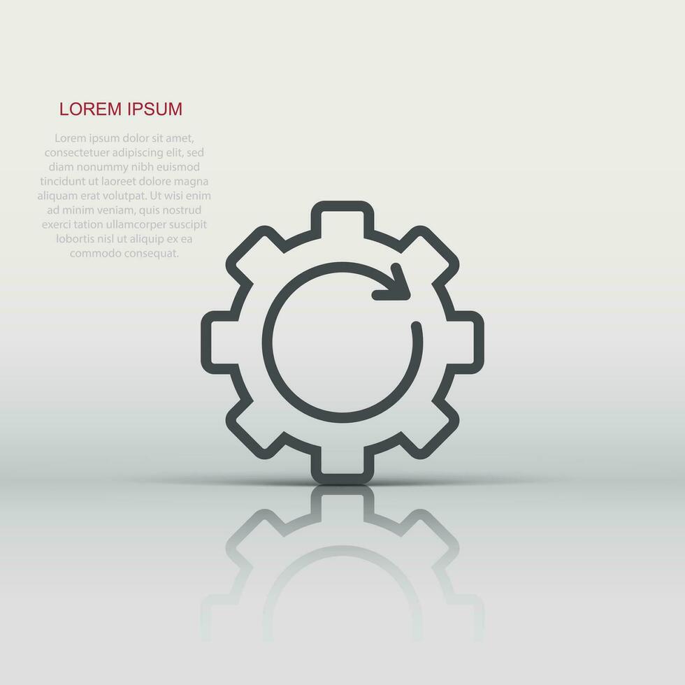 Recovery gear icon in flat style. Repeat vector illustration on white isolated background. Rotation business concept.