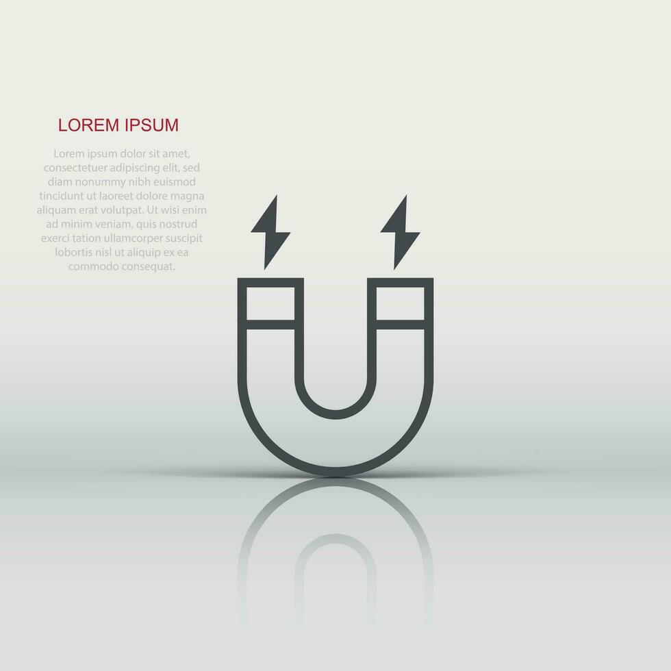 Magnet icon in flat style. Attract vector illustration on white isolated background. Electromagnetic business concept.