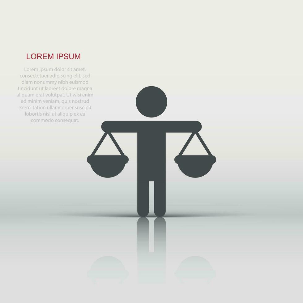 Ethic balance icon in flat style. Honesty vector illustration on isolated background. Decision business concept.