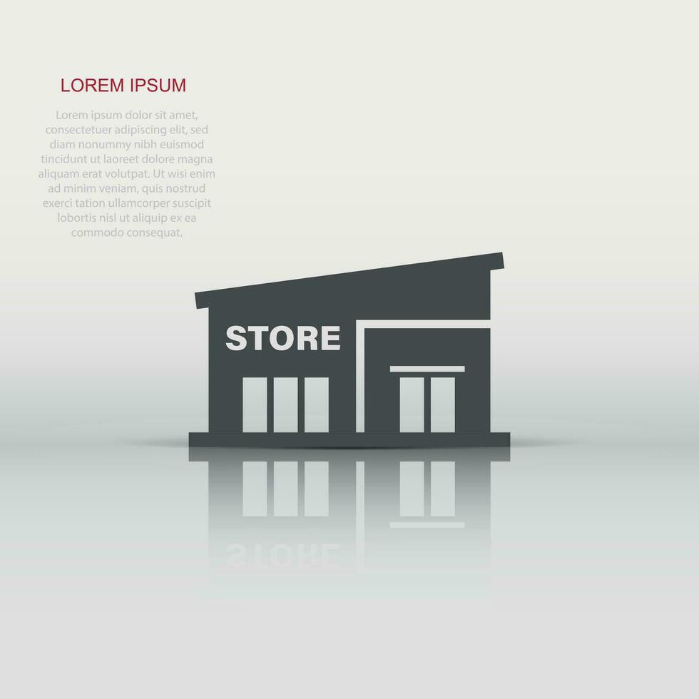 icono de centro comercial en estilo plano. almacenar ilustración vectorial sobre fondo blanco aislado. concepto de negocio de tienda. vector