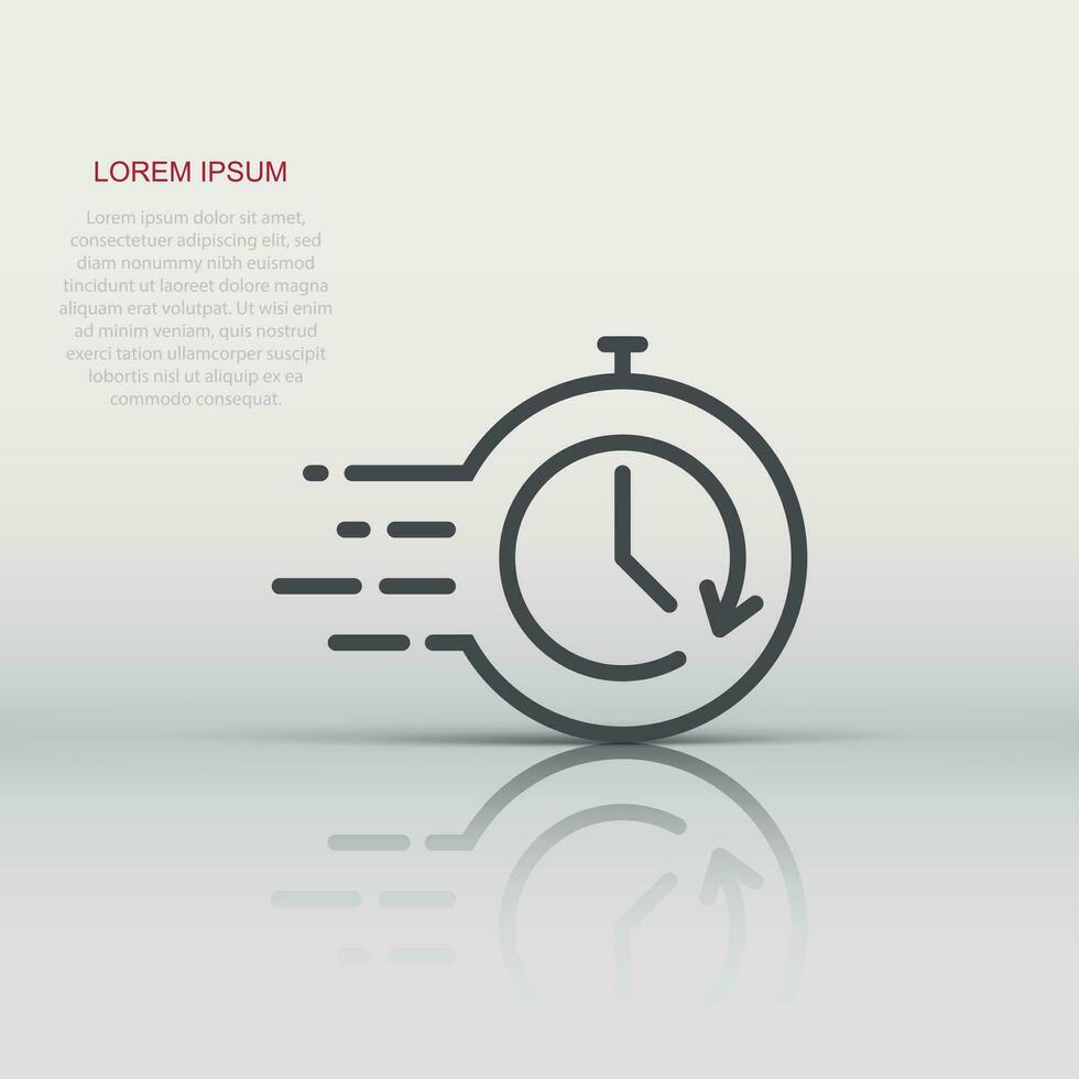 Recovery icon in flat style. Repeat clock vector illustration on white isolated background. Rotation time business concept.