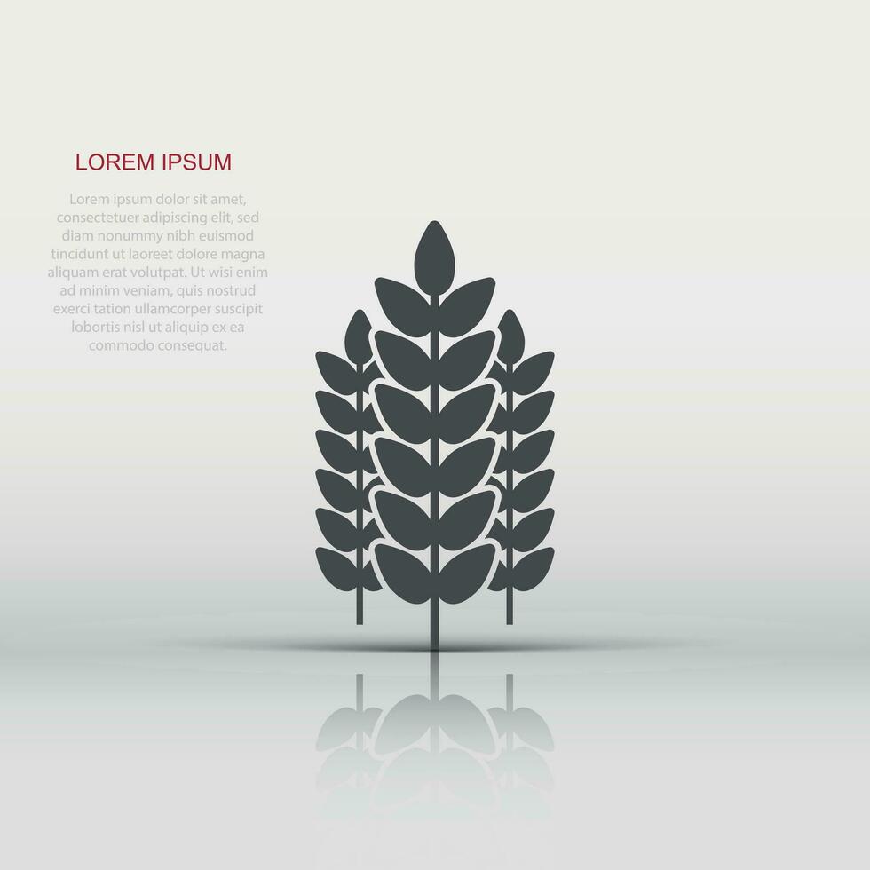 Wheat icon in flat style. Barley vector illustration on white isolated background. Harvest stem business concept.