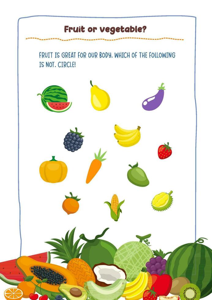 circle the ones that are not fruit. Child activity vector