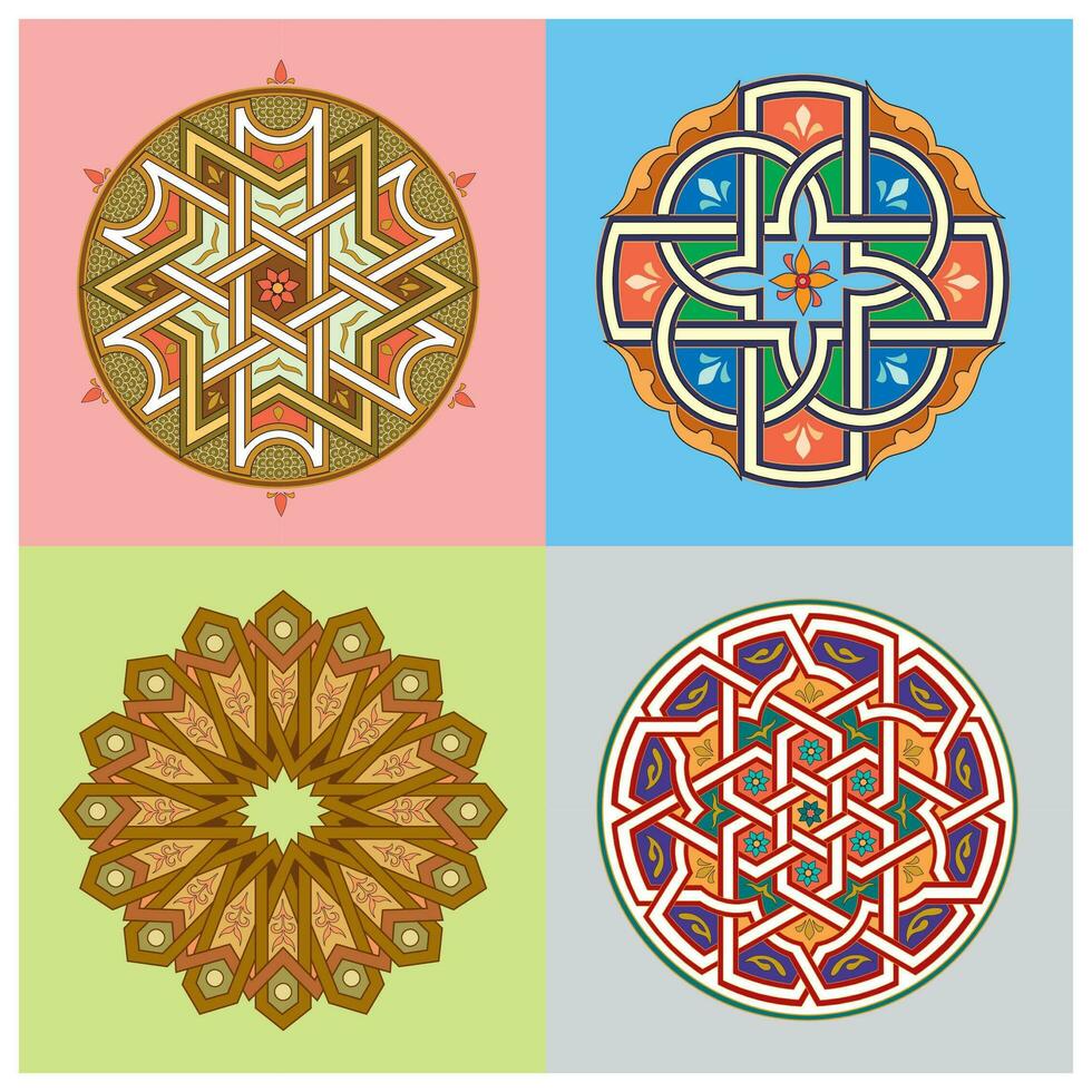 decorativo arabescos lleno de formas y colores para pared decoración y hogar decoración vector