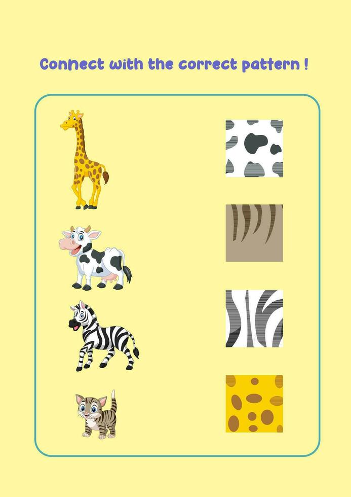 connect animals with corresponding skin patterns vector