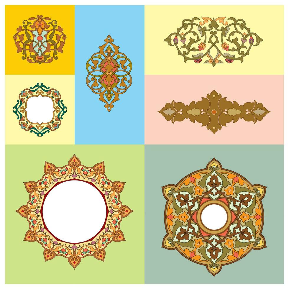 Decorative arabesques full of shapes and colors for wall decor and home decoration vector